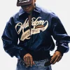 Adidem Asterisks Crocodile Cursive Leather Bomber Jacket