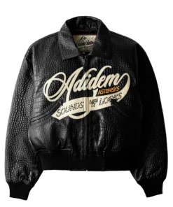 Adidem-Asterisks-Crocodile-Cursive-Leather-Bomber-Jacket