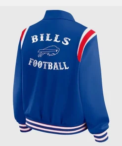 Buffalo Bills 2025 Erin Andrews Royal Satin Varsity Full-Snap Jacket For Women