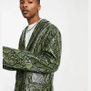 COLLUSION Mens Snake Print Bazer In Green