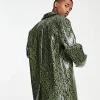 COLLUSION Snake Print Green Bazer