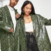 COLLUSION Unisex Snake Print Bazer In Green