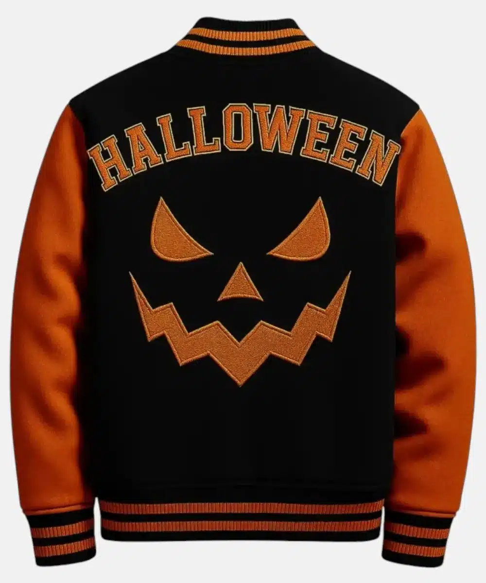 Halloween Pumpkin Bomber Varsity Jacket
