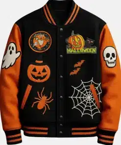 Halloween Pumpkin Patches Varsity Bomber Jacket