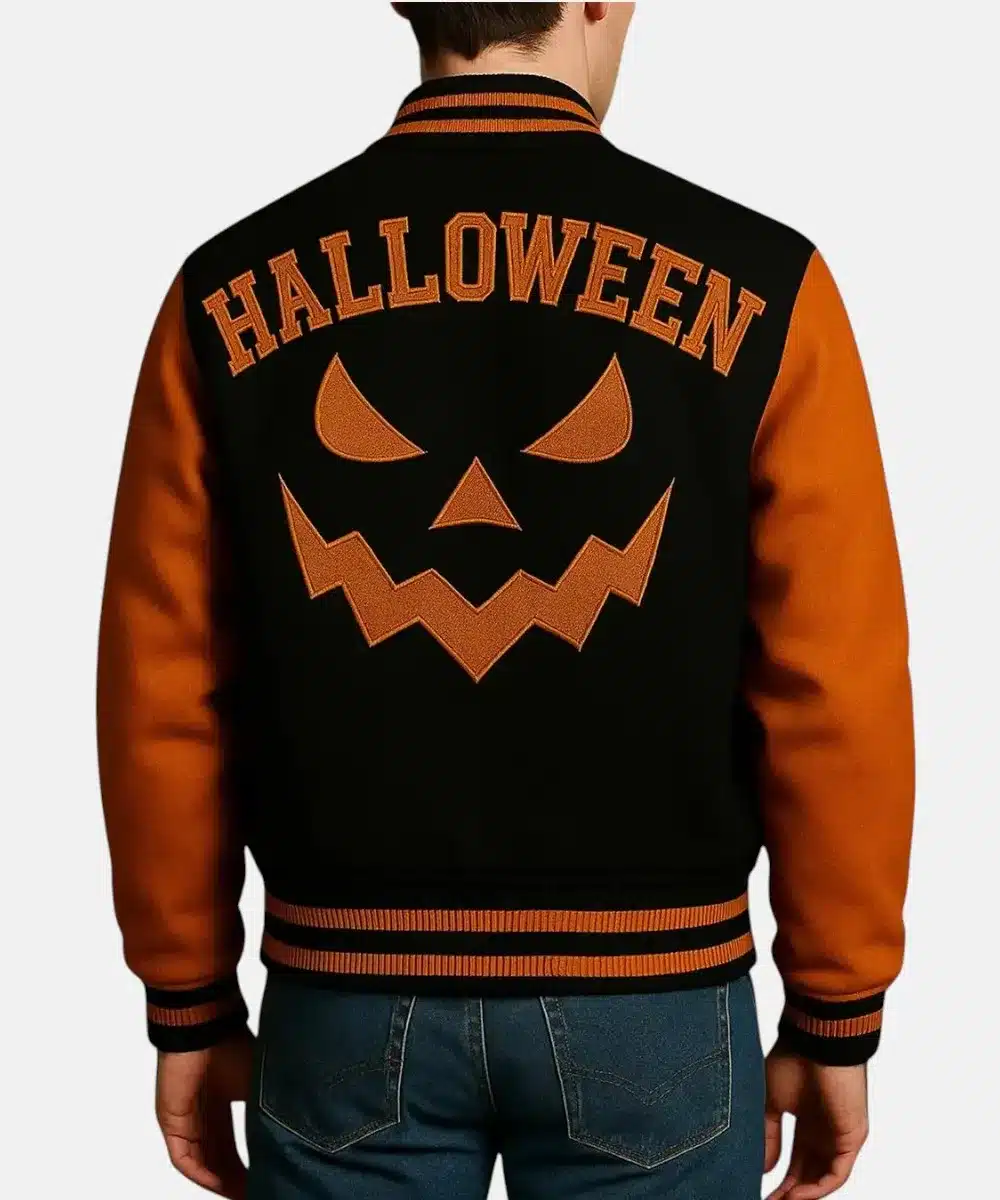 Halloween Pumpkin Varsity Bomber Jacket