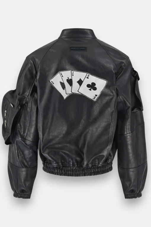 Kendrick Lamar Cards Black Leather Jacket