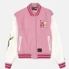 Los Angeles Dodgers Cosmetic Women's Pink Floral Varsity Jacket