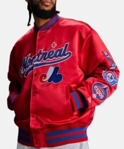 OVO x New Era x MLB Montreal Expos Satin Varsity Jacket
