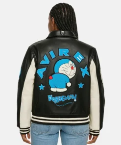 Palace Doraemon Avirex Bomber Leather Jacket Black