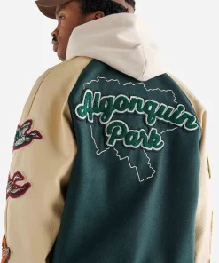 Roots Outdoor 24 Green Varsity Bomber Jacket