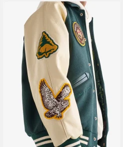 Roots Outdoor 24 Green Varsity Bomber Jackete