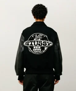 Stussy Globe Varsity Jacket Black