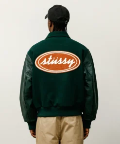 Stussy Mens Script Oval Varsity Jacket