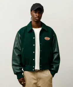 Stussy Script Oval Varsity Green Jacket Men
