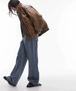 Topshop premium real leather jacket