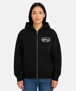 Unisex Corteiz x BBK Royale Zip Black Fleece Hoodie