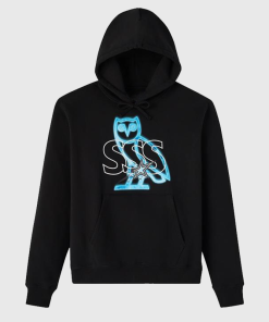 Unisex OVO Scarborough Shooting Stars Galaxy Pullover Hoodie – Black