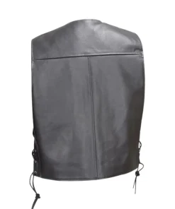 Men’s Black Sleeveless Biker Leather Vest