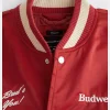 Abercrombie Men’s Budweiser Satin Varsity Bomber Jacket Red
