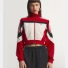 Adidas Women Blocking Red Cropped Track Jacket