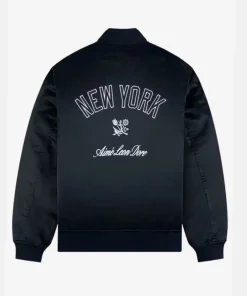 Aimé Leon Dore x New York Yankees Satin Varsity Jacket Navy