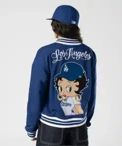 Bella Doña Los Angeles Dodgers New Era Royal Betty Boop Full-Snap Fleece Varsity Bomber Jacket