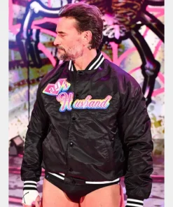 CM Punk WWE Wrestlepalooza 2025 AJ’s Husband Black Bomber Jacket