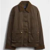 Gap Waxed Canvas Barn  Brown Long Jacket