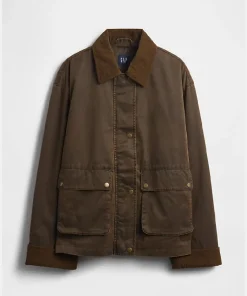 Gap Waxed Canvas Barn  Brown Long Jacket
