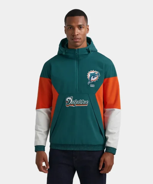 Kith NFL Miami Dolphins Quarter Zip Anorak Jacket With Hood