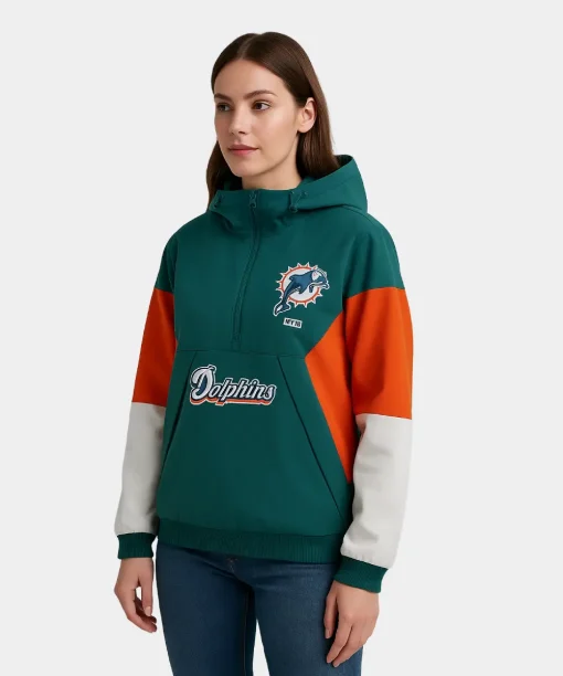 Kith & ‘47 For The NFL Miami Dolphins' Quarter Zip Anorak With Hood