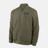 Las Vegas Raiders Nike 2025 Salute To Service Unstoppable Force Olive Full-Zip Bomber Jacket