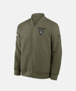 Las Vegas Raiders Nike 2025 Salute To Service Unstoppable Force Olive Full-Zip Bomber Jacket