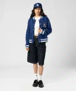 Los Angeles Dodgers New Era x Bella Doña Royal Betty Boop Blue Varsity Bomber Jacket
