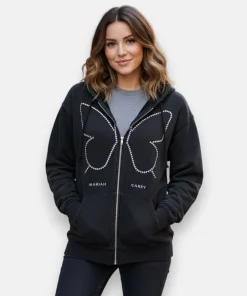 Mariah Carey Official Merch Here for It All Butterfly Gem Zip Hoodie