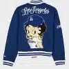 New Era x Bella Doña Royal Betty Boop Full-Snap Fleece Varsity Bomber Jacket