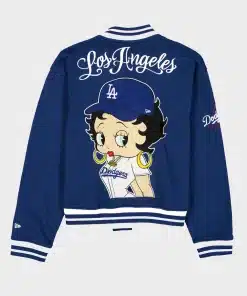 New Era x Bella Doña Royal Betty Boop Full-Snap Fleece Varsity Bomber Jacket