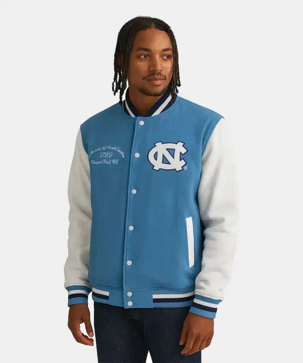 North Carolina Tar Heels Franchise Club Fleece Varsity Full-Snap Carolina Blue Jacket