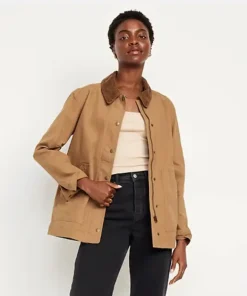 Old Navy & GAP Women’s Corduroy Canvas Collar Barn Long Jacket