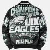 Pelle Pelle Eagles Black Leather Bomber Jacket Meek Mill Super Bowl Champions