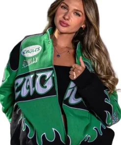 Philadelphia Eagles Kelly Green Premium Racing Jacket