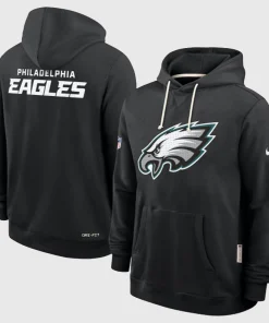 Recreated nike black philadelphia eagles sideline standard issue initial home dri fit hoodie