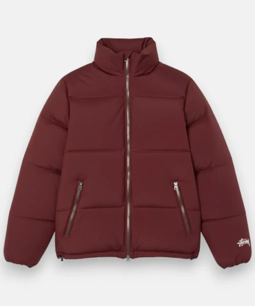STUSSY PUFFER JACKET BURGUNDY
