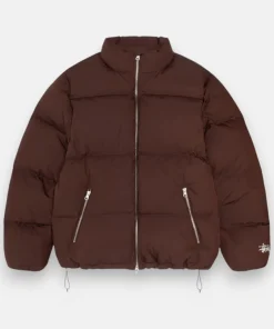 STUSSY PUFFER JACKET CHOCOLATE BROWN