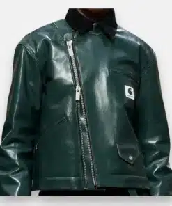 Sacai x Carhartt Green Leather Jacket