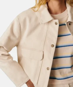 Sezane Marion Beige Jacket Mottled Ecru