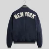 Shop Kith for the New York Yankees Suede Porter Bomber Jacket – Blue