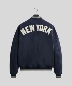 Shop Kith for the New York Yankees Suede Porter Bomber Jacket – Blue