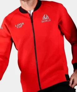 Shop Laver Cup 2025 Taylor Fritz Zip-Up Red Bomber Jacket