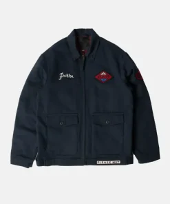 Shop Parra Pumping Gas Jacket Navy Blue For Men and Women
